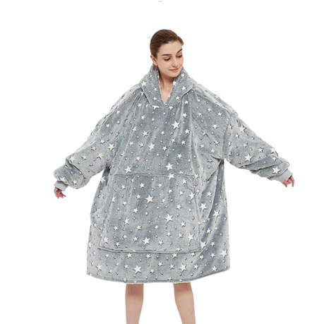 Kids Age 6 to 12 year old Glow in the Dark Hoodie / Blanket Jacket - Grey