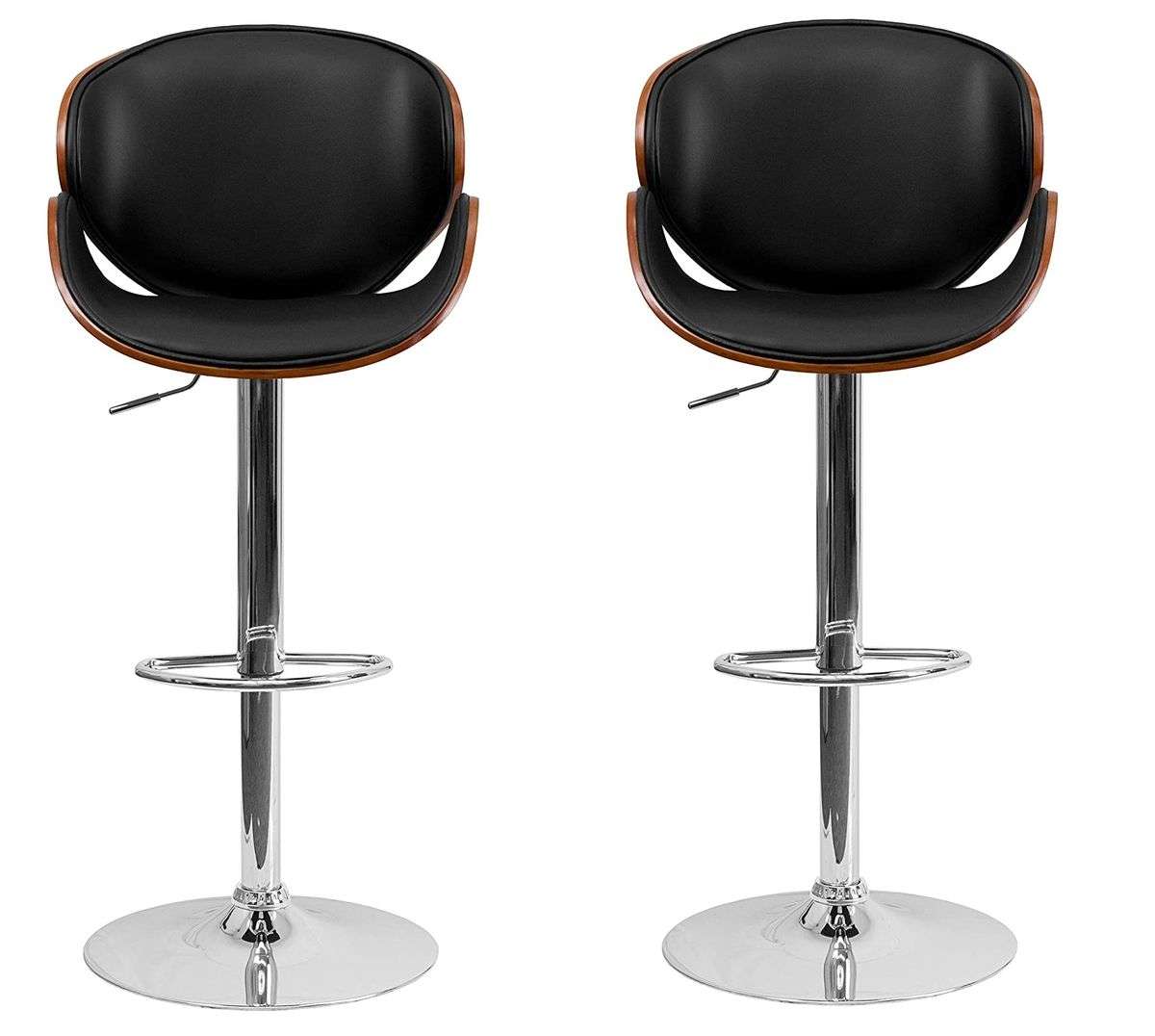 Kitchen / Bar Counter Stools - Set of 2 - Black/Brown