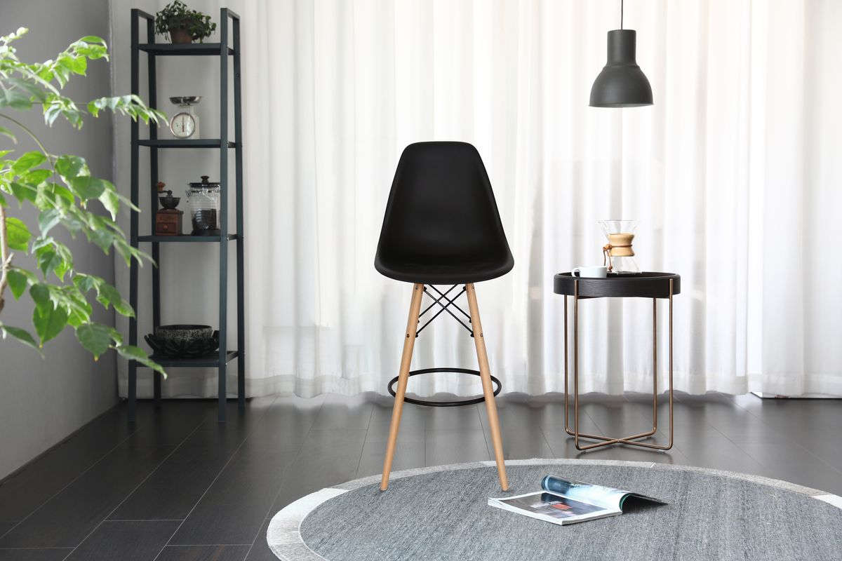 Bar / Kitchen Stools - Wooden Leg - Set of Two - Black