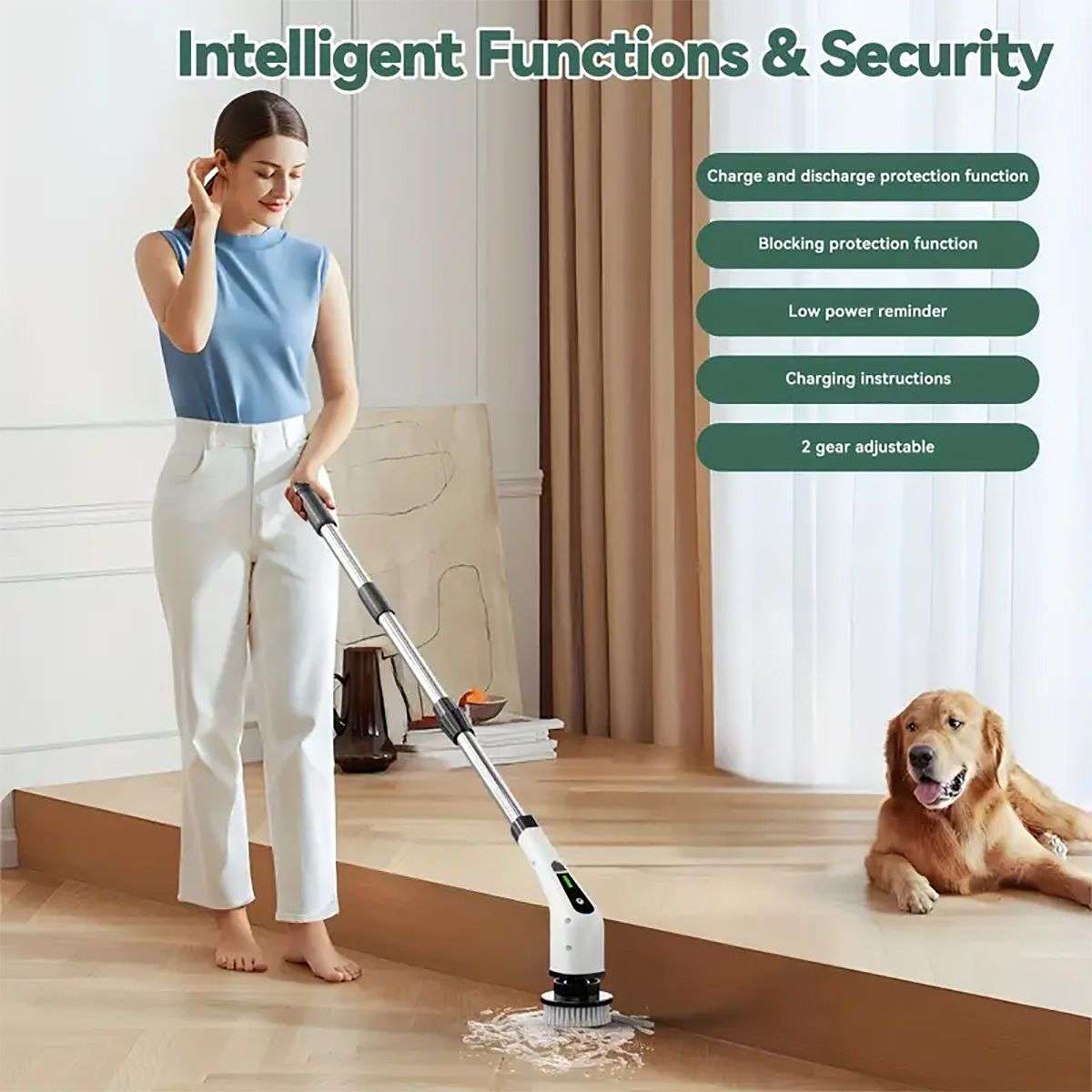 8 in 1 Rechargable Multifunctional Cordless Retractable Handheld Cleaning Brush