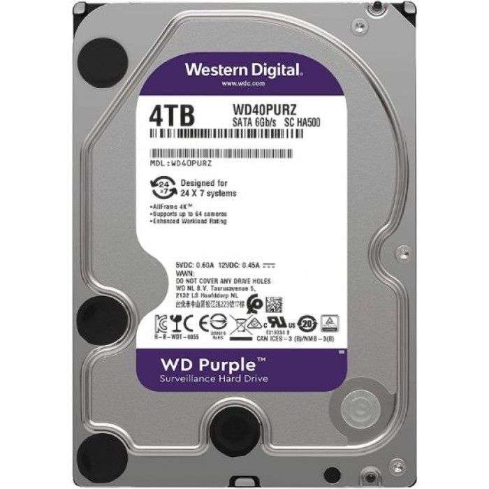 4TB WD Purple Surveillance 3.5 ` Sata Hard Drive ( For DVR / NVR) - Pre -Owned