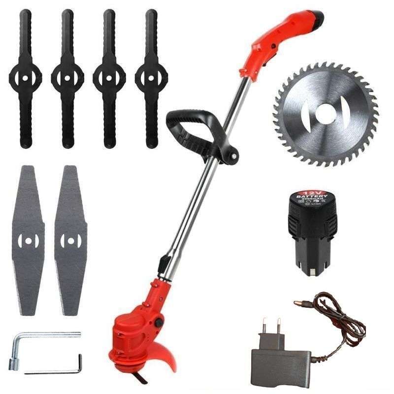 12V Cordless Electric Grass Brush Cutter With 3 Blades Types and 1 x 12V Battery