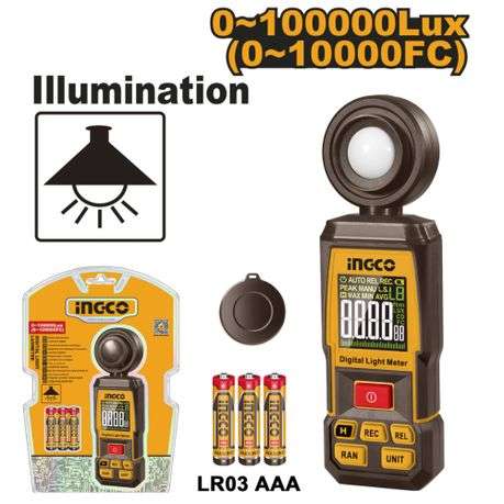 Ingco - Digital Light Luxmeter - Precision Light Measurement Tool - Ingco - Digital Light Luxmete...