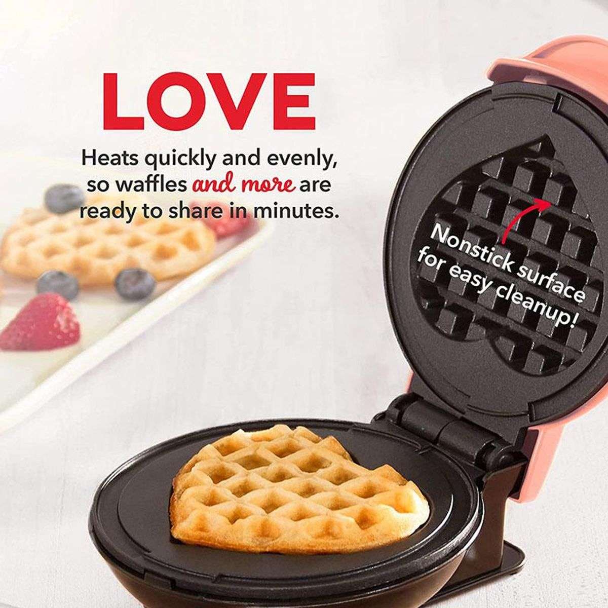 Mini heart waffle maker