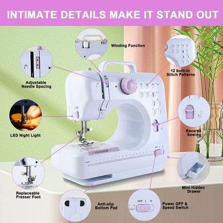 Mini Multifunctional 12 Stitches Sewing Machine 7.2W