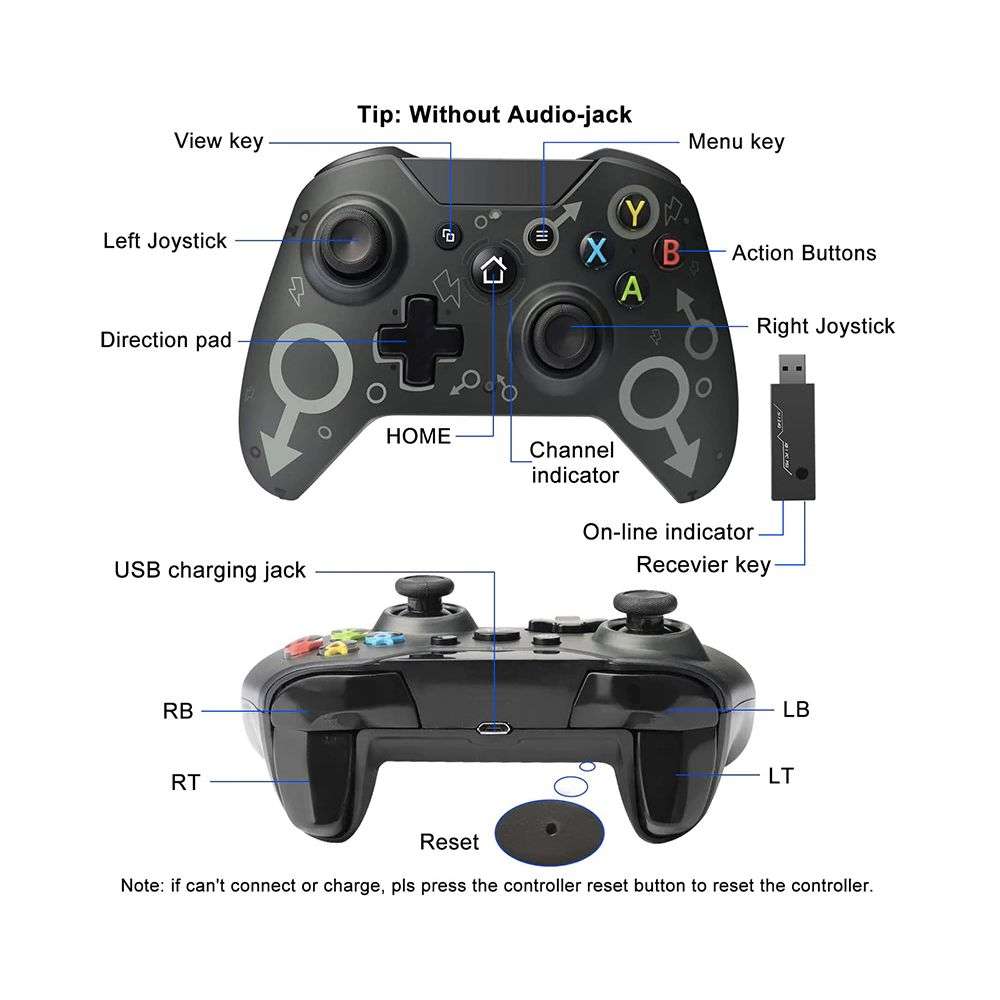 Gaming N-1 Wireless controller for Xbox/PC/PS3 with Brook adapter - Deep Black OPEN BOX