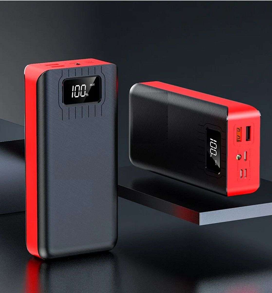 Red 40000mah Power Bank with LED Display