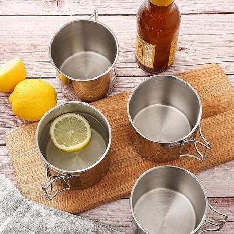 4 Piece 250ml Camping Mugs with Folding Handle Set - FX-8886-F