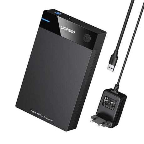 Ugreen - 3.5" SATA Hard Drive USB 3.0 Enclosure 5Gbps  Black - Ugreen - 3.5" SATA Hard Drive U...