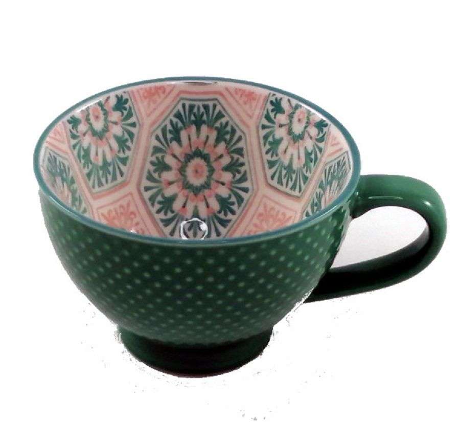 Porcelain Art Breakfast Mugs- Green