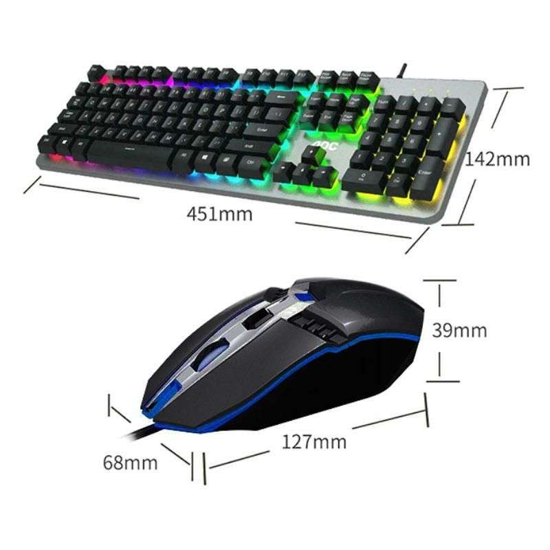 AOC KM410 Metal Series Backlight USB Wired Gaming Keyboard and Mouse Combo - OPEN BOX