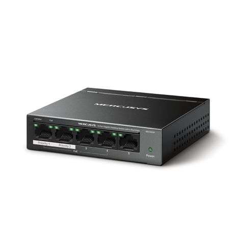 Mercusys - Tp-Link - Mercusys MS105GP 5-Port Gigabit Desktop Switch with 4-Port PoE+ - Mercusys -...
