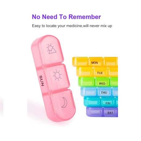 Rainbow Colour 7 Days - 3-Times-A-Day Pill Storage Box