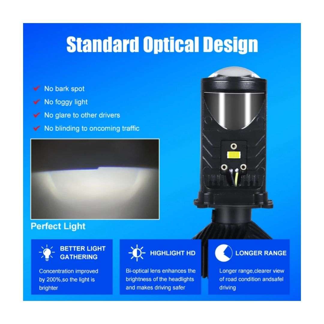 H4 14000LM 70W Mini Lens LED Projector Headlight Bulbs -CSP Chip, Pack of 2