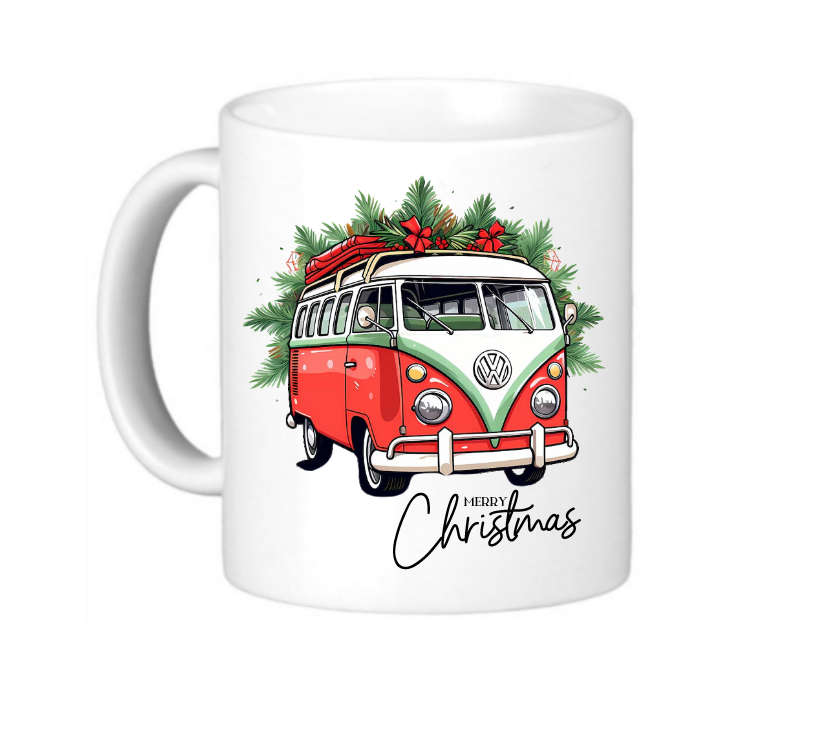 Vintage Christmas VW Van Coffee Mug