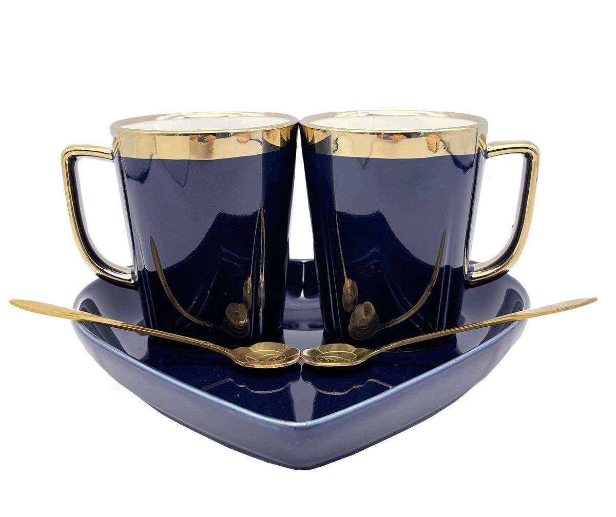 Elegant King 5-Piece Round Shape Tea and Coffee Mug Set - Aquamarine(Display Model)(1 Item Missing)