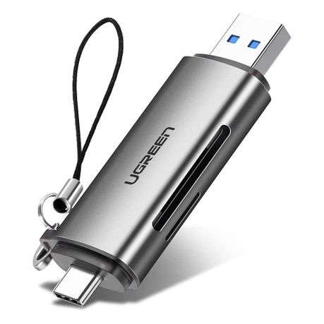 Ugreen - CM185-50706 2-in-1 OTG Card Reader | Type-C | USB-A - Silver - Ugreen - CM185-50706 2-in...