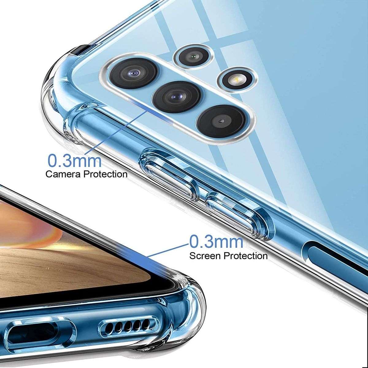 Samsung Galaxy A32 5G Clear Shock Resistant Armor Cover Body Protection Case