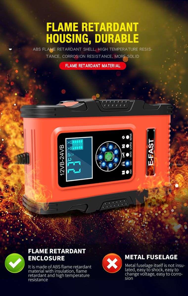 12V 12A - 24V 6A 7 Stage Pulse Repair Lcd Battery Charger
