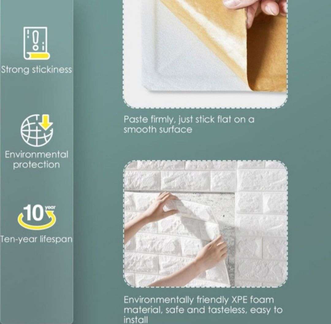 1 Piece 3D Self-Adhesive Waterproof P.E Foam Wallpaper Panel