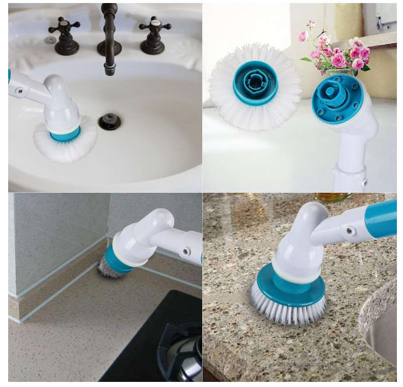 Cordless Tub and Tile Scrubber with 3 Replaceable Cleaning Scrubber Brush
