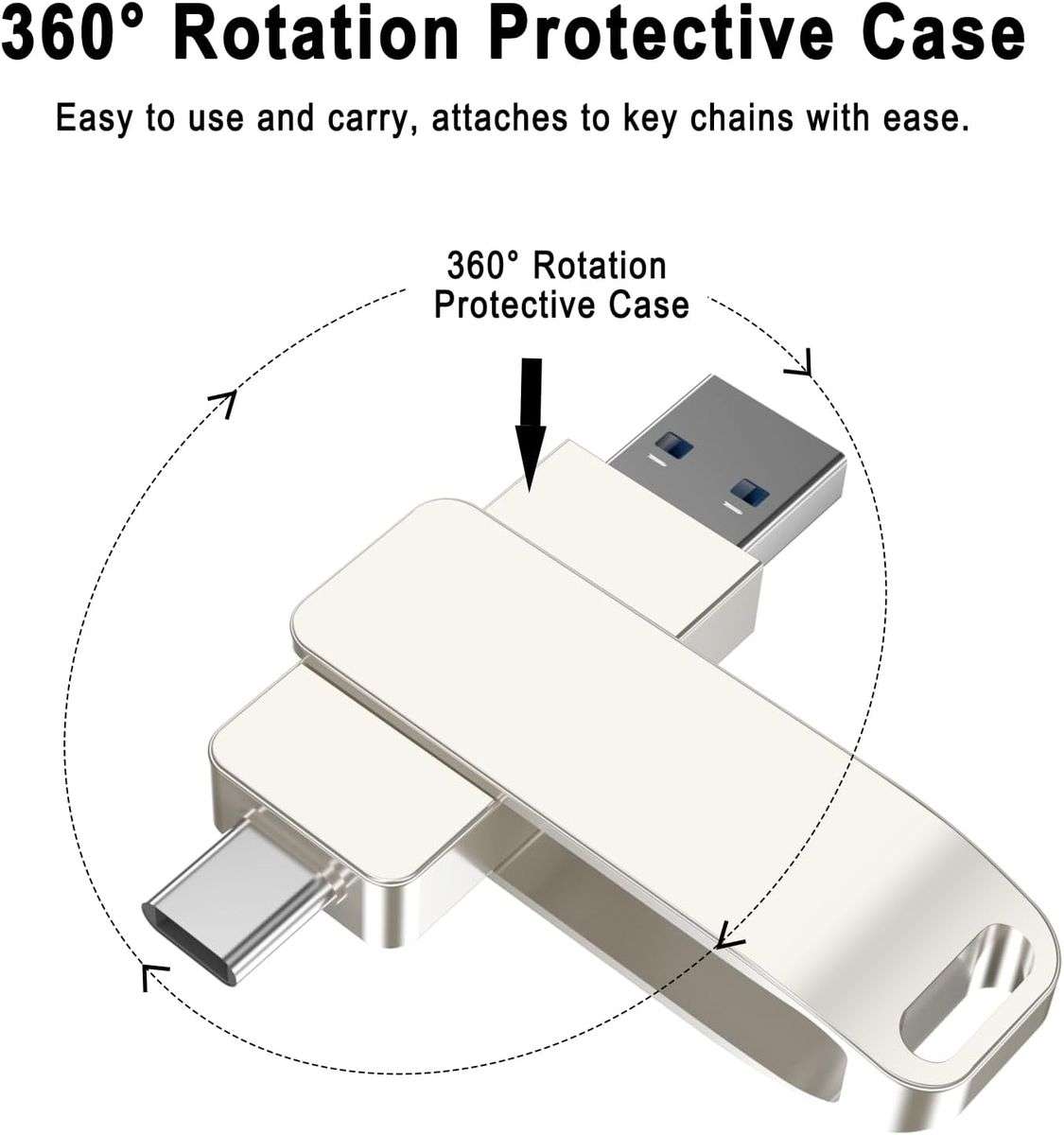 BezosMax 256GB Dual Interface Flash Drive USB 3.0 /Type-C 2 in 1 High Speed Flash Memory