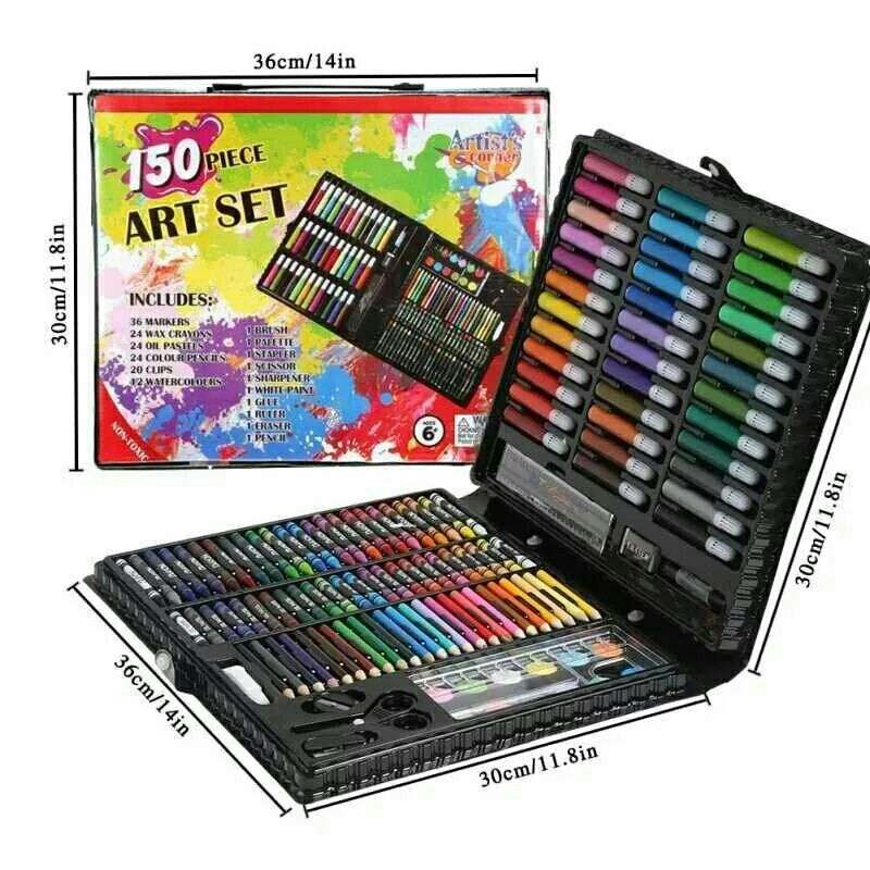 150 Piece Kids Art Set Crayon Oil Pastel Painting Drawing Case Kit