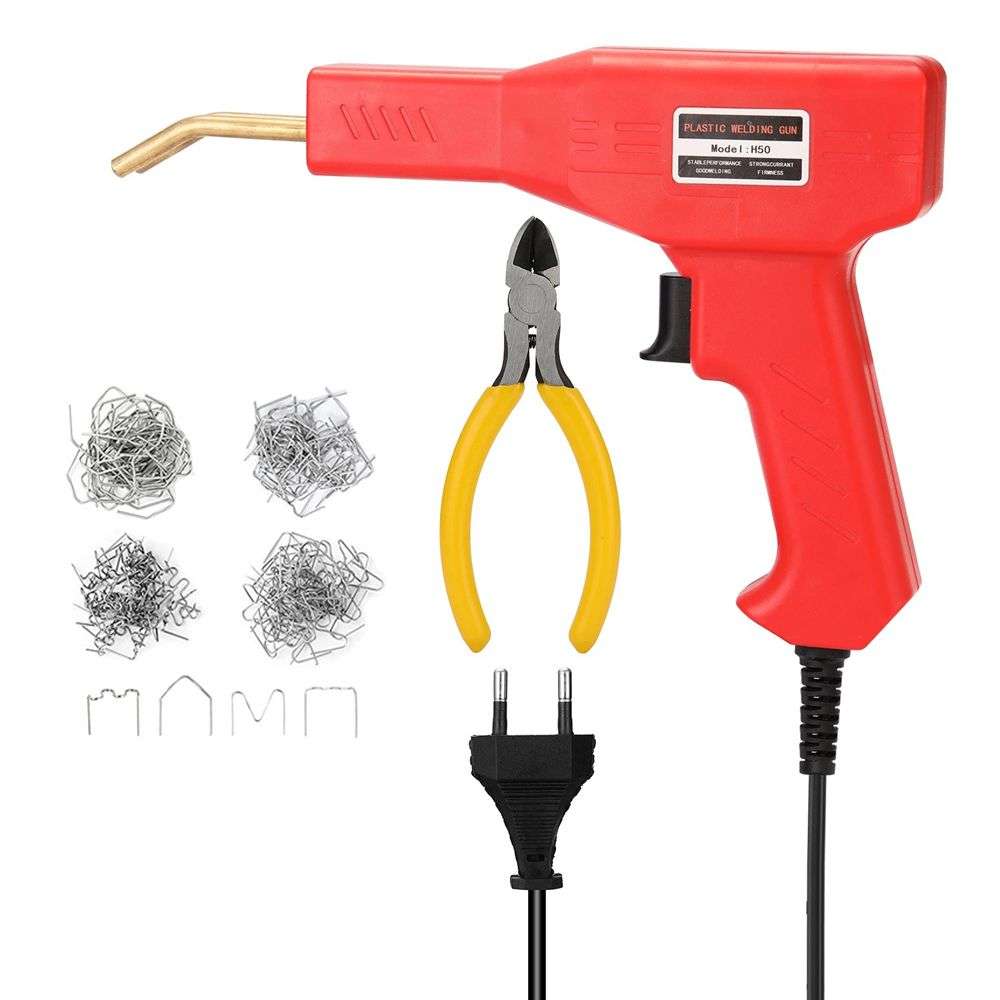 Plastic Welding Gun H50 Bumper Repair Kit Bodywork Fender Includes 200 Staples, Cutter, Knife & Case