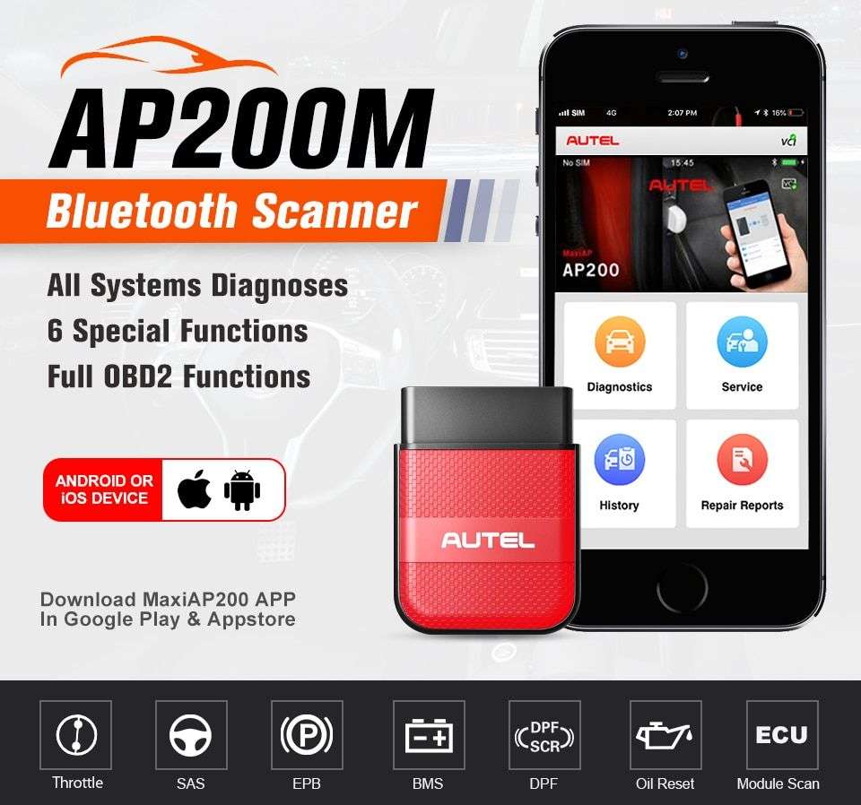 Autel AP200M OBD2 Diagnostic Scanner Bluetooth (Parallel Import) - Open Box