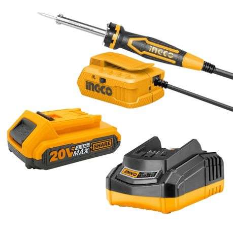 Ingco - Soldering Iron (40W) - 20V + Charger + Battery Pack - (2.0AH) - Ingco - Soldering Iron (4...