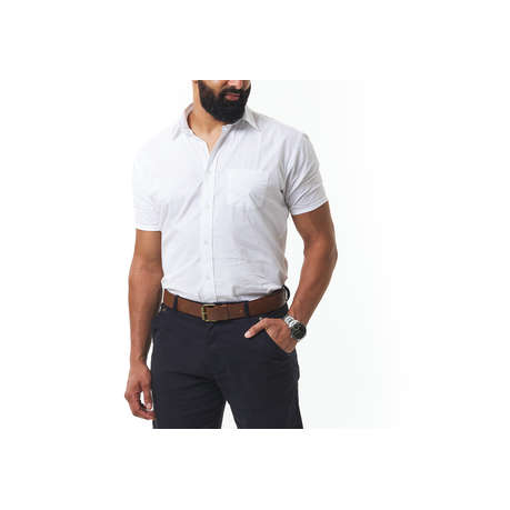 Dromex 100% Cotton Short Sleeve Formal Shirt - White - L - Dromex 100% Cotton Short Sleeve Formal...