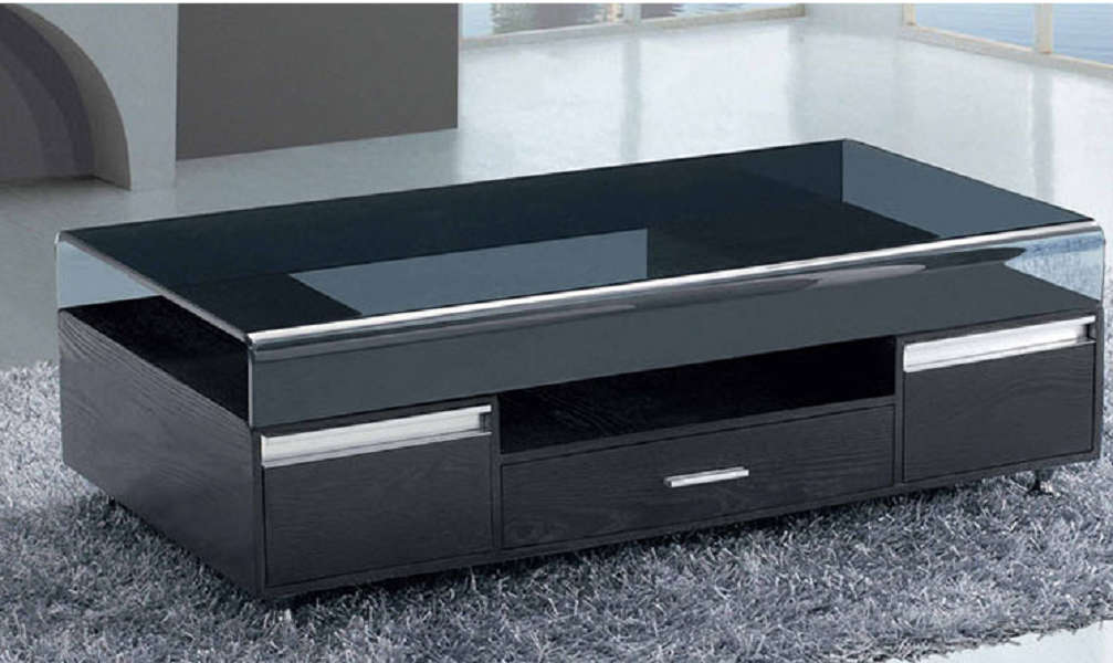 Coffee Tables - Tempered Glass Top - Black Colour