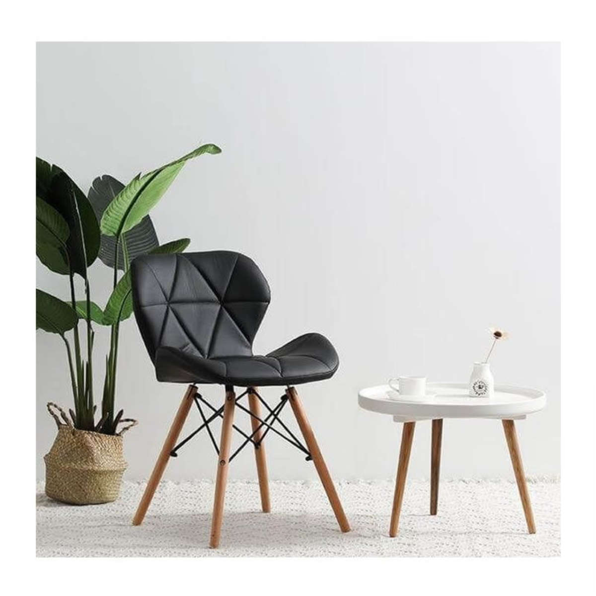 Set Of 2 Multi-Functional Butterfly Leather Dining Chair with Wood Legs