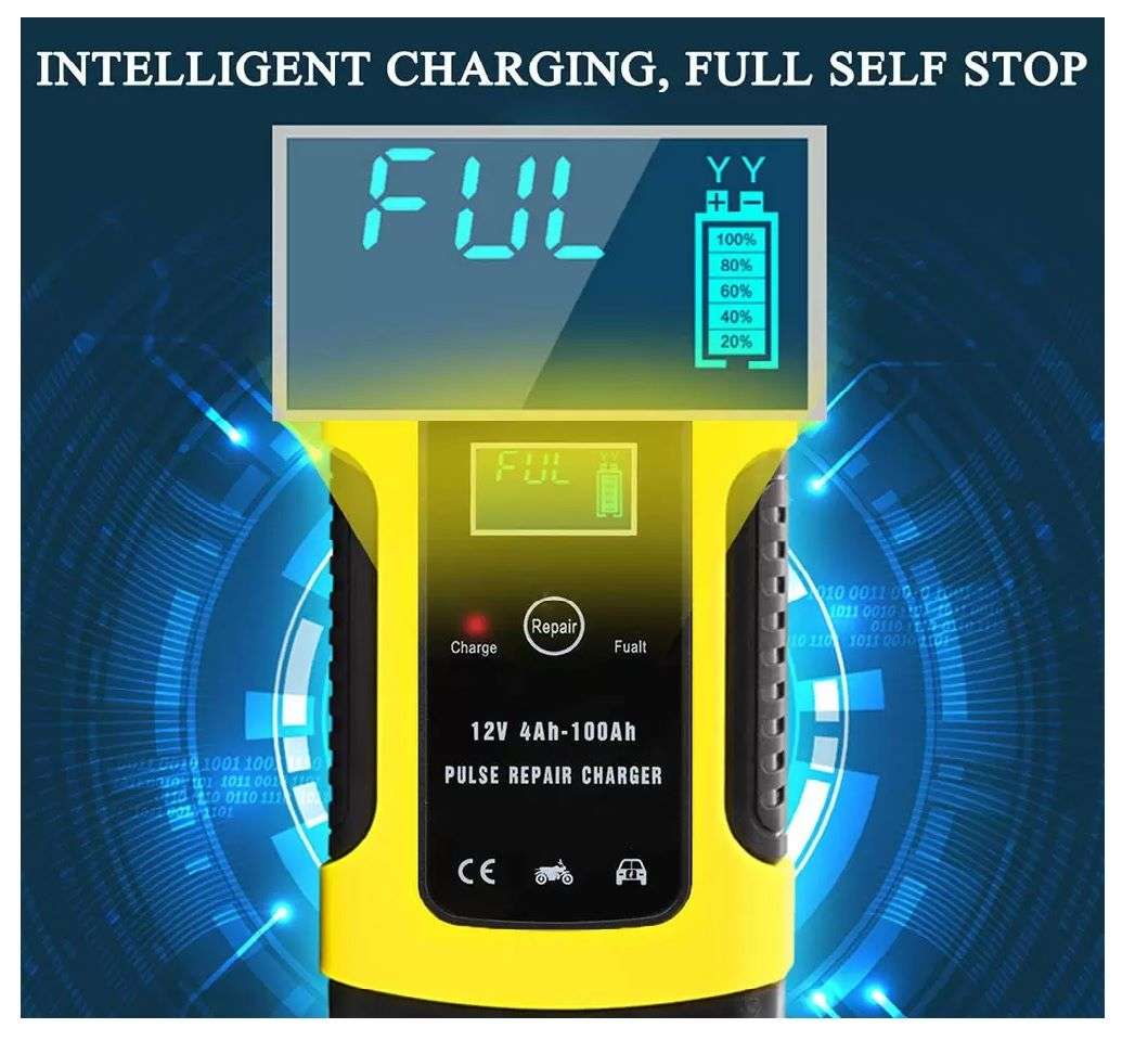 12V 10a Pulse Repair LCD Battery Charger for Car Motorcycle Agm Gel Wet