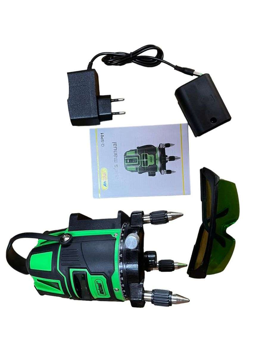 5 Line Green Cross Line Laser Self-Leveling Mapping Tool & Work Gloves