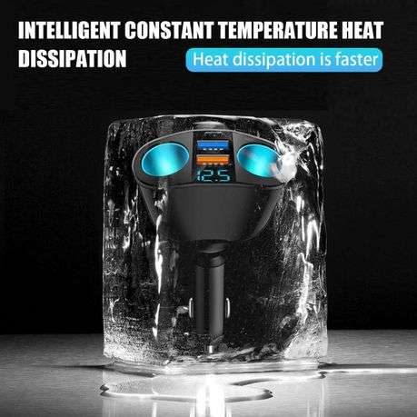 Car Cigarette Lighter Dispenser, 2 Outlet Adapter with LED Voltmeter for Car & Vehicle Use