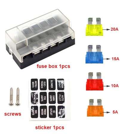 Car 4-Way Blade Fuse Box with Cover DC 32V for Car Boat