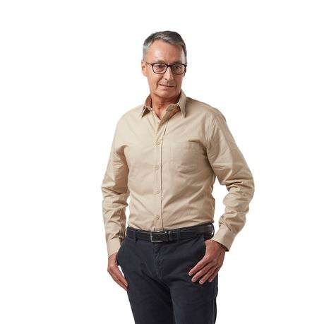Dromex 100% Cotton Long Sleeve Formal Shirt - Stone - XL - Dromex 100% Cotton Long Sleeve Formal ...