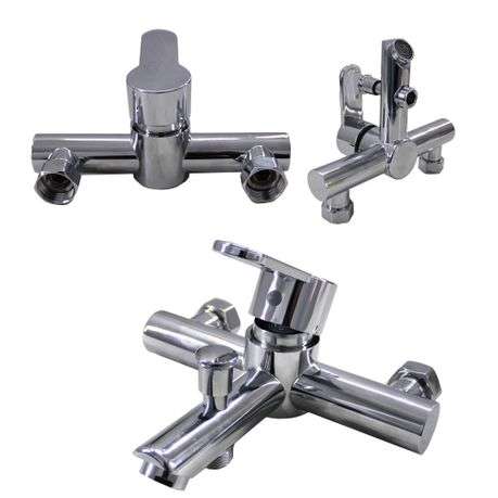 Wall Mounted Barrel Bathtub Faucet & Handheld Shower Set - SILVER