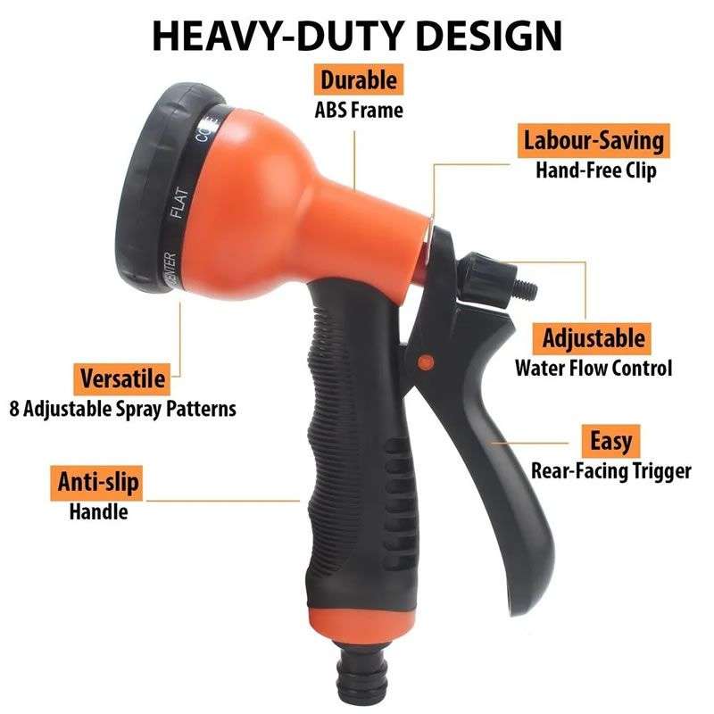 8 Pattern Water Spray Gun Garden Hose  Spray Nozzle