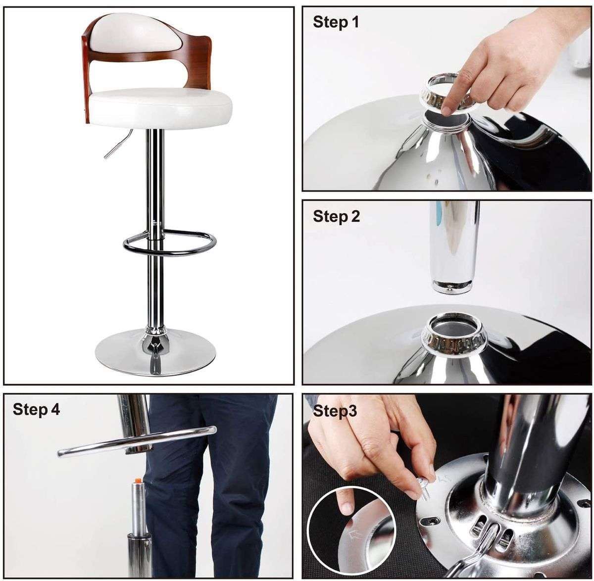 Bar & Kitchen Counter Stools - Set of 2 - Brown & Cream