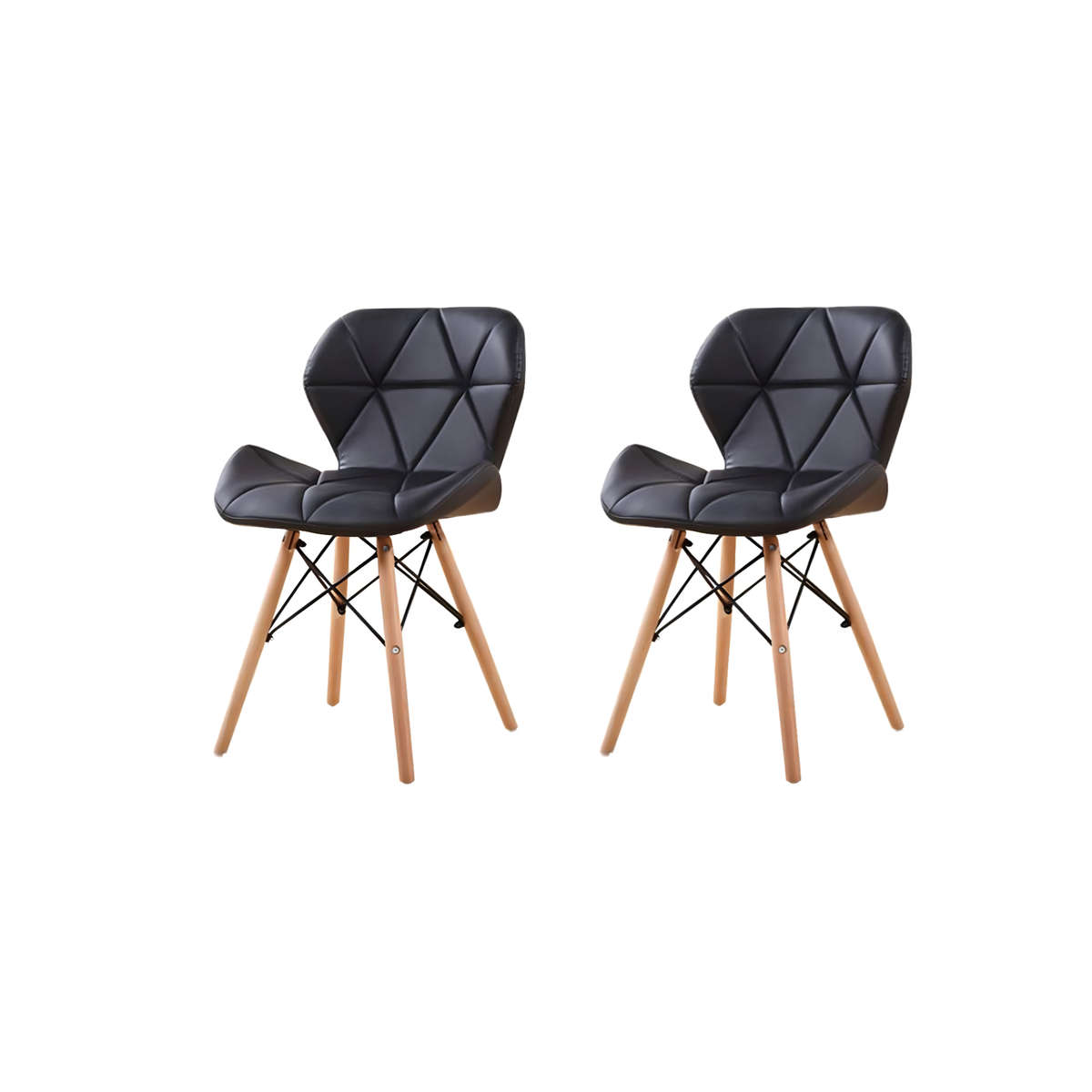 Set Of 2 Multi-Functional Butterfly Leather Dining Chair with Wood Legs