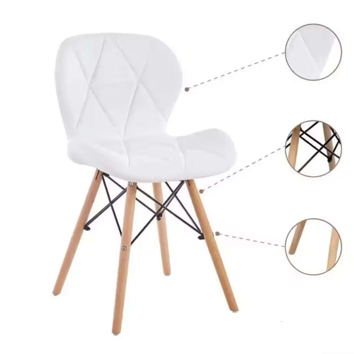 Modern Round 5-Piece Dining Table Set with 4 Upholstered Chairs