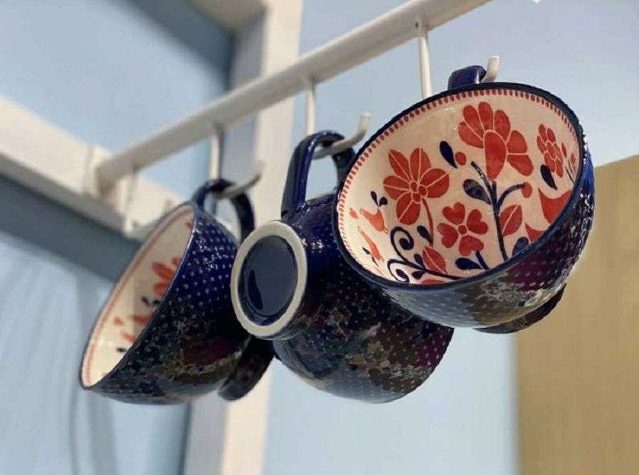 Porcelain Art Breakfast Mugs- Blue