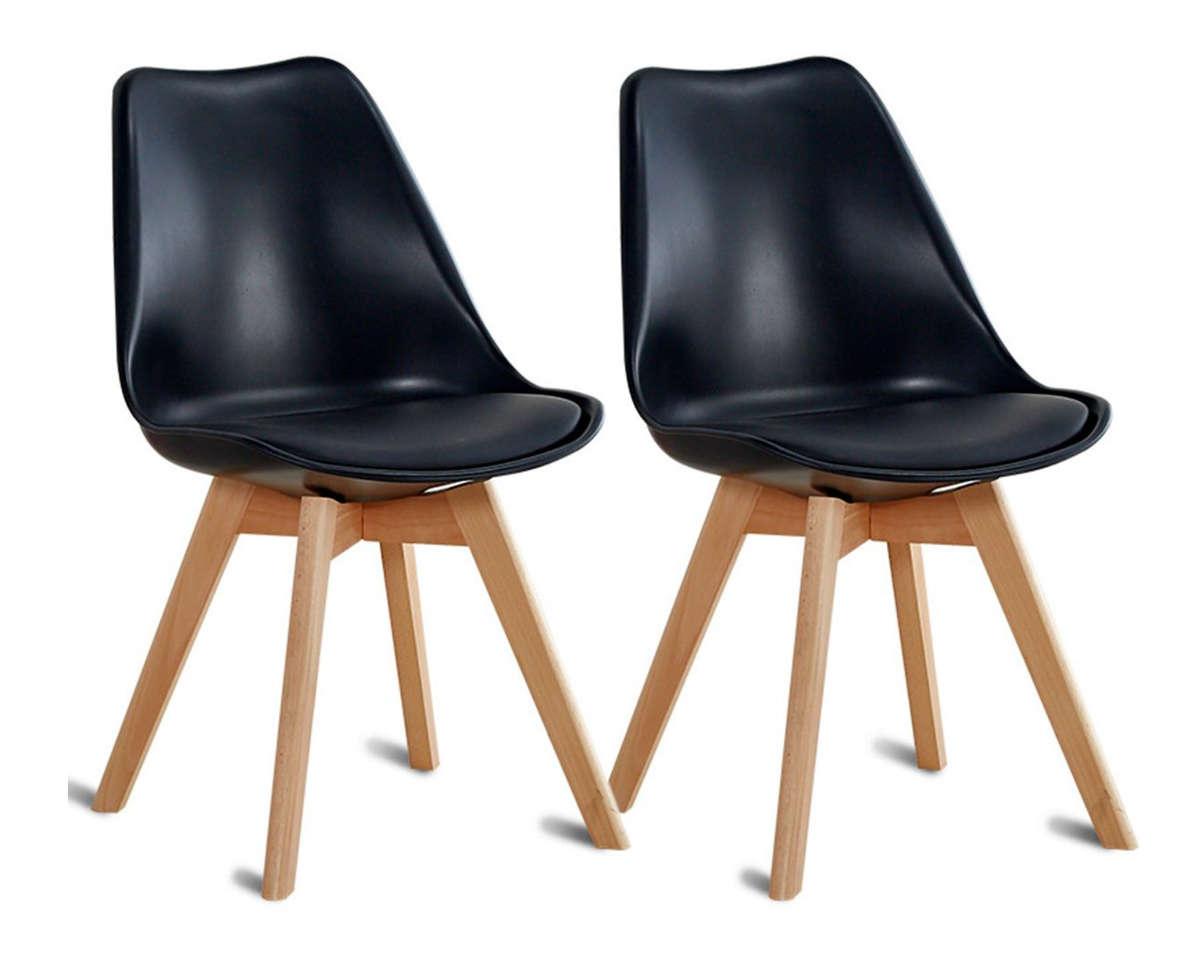 Modern Scandinavian Dining Chair - Black- 2 Pack