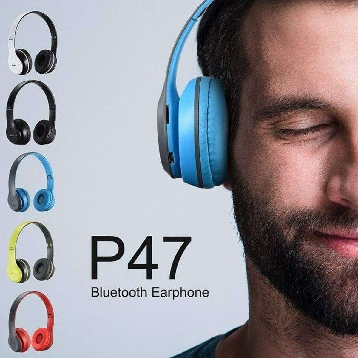 P47 Wireless Bluetooth Headphones Black