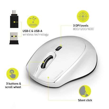Port - Office Pro Silent 2.4GHz Wireless Mouse White - Port - Office Pro Silent 2.4GHz Wireless M...