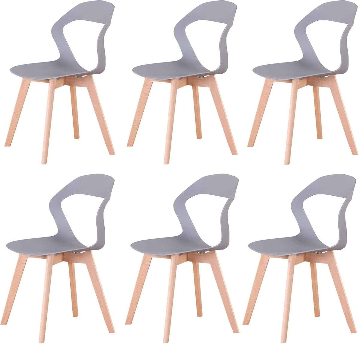 Plastic Kitchen Chair 6 Pack - Grey