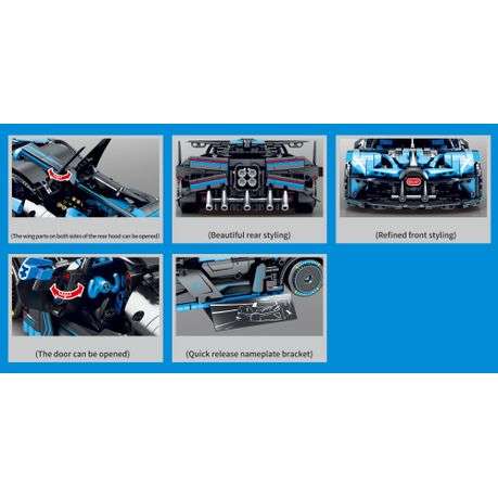 Sembo Technic 1/14 Scale Bugatti Bolide -1499 Pieces - 35cm Long