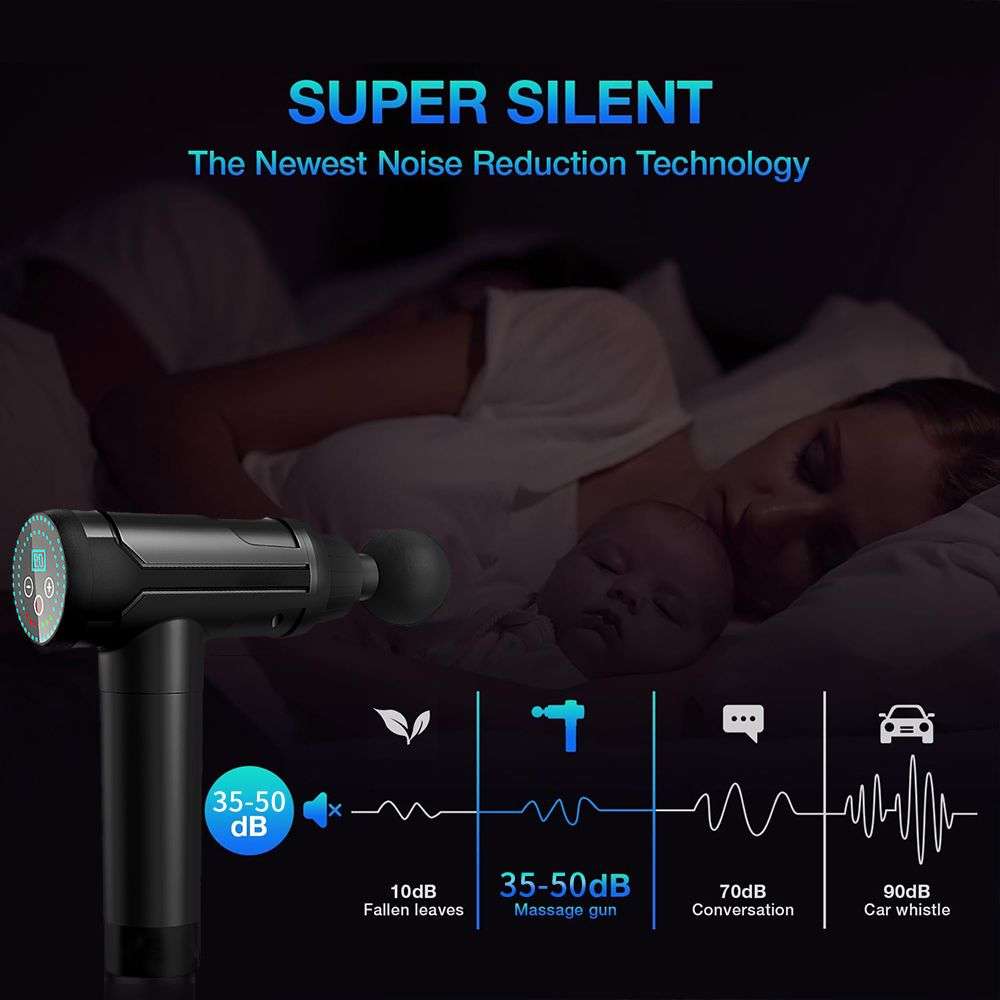 Massage Gun - Deep Tissue Percussion Handheld Body Back Muscle Massager - Black